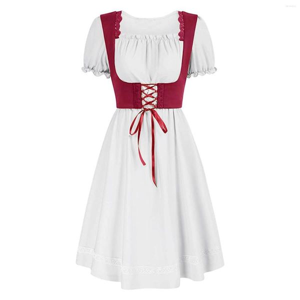 Lässige Kleider, deutsches Damen-Biermädchen-Dirndl, bayerisches Oktoberfest-Kleid mit Schürze, Kostüme, Party, Halloween, ausgefallene Damenbekleidung, S-XXL