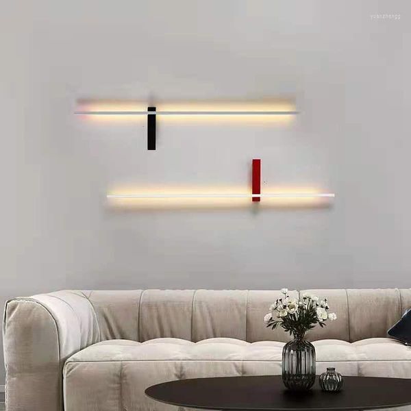 Lampade da parete Moderna lampada a LED minimalista Soggiorno TV Sfondo per casa Luce Comodino Foyer Corridoio Nero Sconce