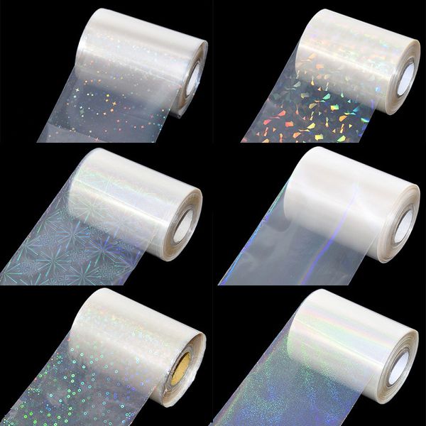 Embalagem de papel 120mroll folha holográfica adesivo de carimbo transparente faça você mesmo decoração de unhas 230706
