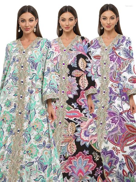 Roupas étnicas Eid Muslim Women 2023 Floral Embroidery Dress Abaya Party Dresses Dubai Arab Turkey Ramadan Abayas Caftan Kaftan Vestido