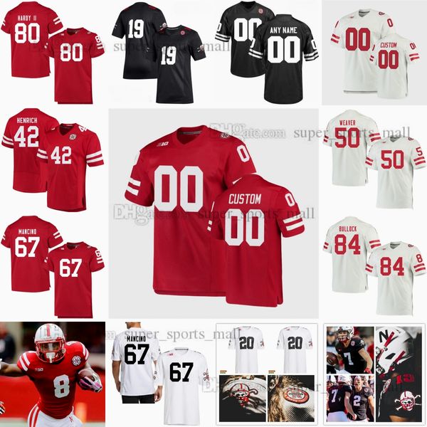 NCAA Nebraska Cornhuskers College Football Jerseys Weaver Wynn Jr. Appleget Butler Klover Otte Schommer Tannor Archer Gbayor Henrich Kpai Custom Stitched