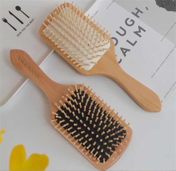 Pettine di legno Cuscino per paddle sano professionale Perdita di capelli Spazzola per massaggi Spazzola per capelli Pettine Cura dei capelli del cuoio capelluto Pettine di legno sano JL1495