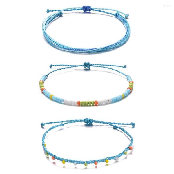 Fußkettchen, wasserdicht, verstellbar, Boho-Knöchelarmbänder, Set, geflochtene Schnur, Hawaii-Schmuck, Geschenke für Frauen, Teenager, Mädchen