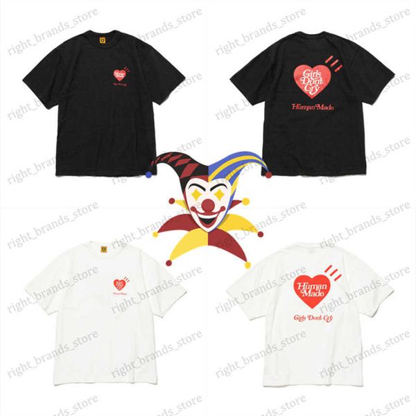 T-shirt da uomo New Human Made GRIL'S DON'T GRY T Shirt Uomo Donna 1 1 Migliore qualità Heart Print Oversize Hip-Hop Top Tees T230707