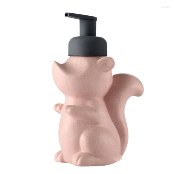 Bottiglie di stoccaggio Bottiglia di lozione scoiattolo Ceramica per bagno Dispenser di sapone Liquido lavamani Rosa