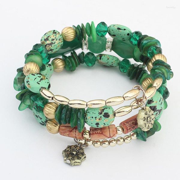 Strand 1pc Vintage Stone Pine Agate Multi -Crabled Bracelet Farming Women's Party Demorry Gist