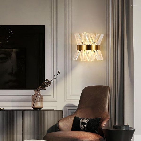 Lâmpadas de parede lâmpada de cristal de luxo moderna para sala de estar decoração de fundo de tv arandela interior dourado led galho de árvore luminária
