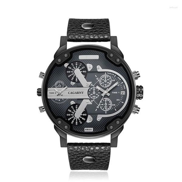 Armbanduhren Big Case Herrenuhren Uhr Top Cagarny Quarz für Männer Datum Dual Times Relogio Masculino Männliche Uhr