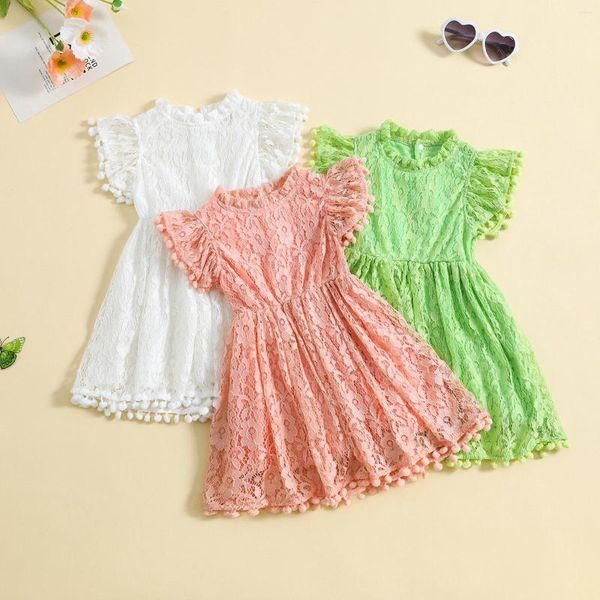 Abiti da ragazza Citgee Summer Kids Toddler Girls Abito a trapezio Manica corta O Collo Abiti in nappa floreale in pizzo