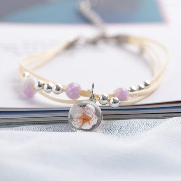 Braccialetti con ciondoli Charms in vetro fatti a mano Cristallo Trasparenza Fiore Gioielli regalo per feste in ceramica Boho fai-da-te # FY208