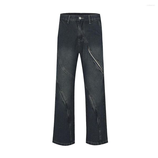 Jeans masculino Y2K lavado retrô patchwork listrado largo para homens bolsos hip hop casual solto calças cargo unissex calças jeans superdimensionadas
