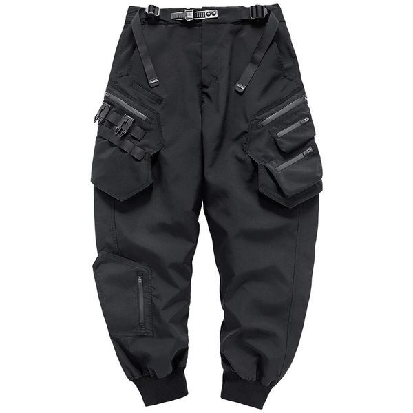 Vestido calças de roupas de tecnologia de rua jogadores homens haruku hip hop calças de grandes dimensões calças táticas militares calças de carga preta macho