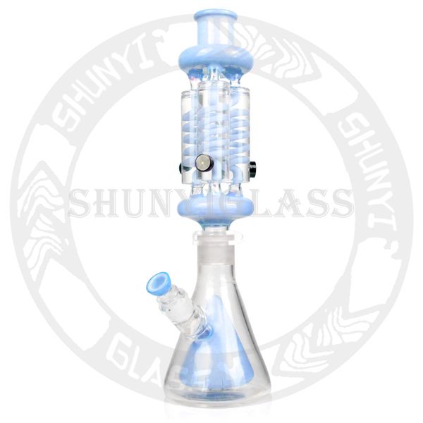 Bong de vidro 19 '' Dab Rig Smoke Water Pipe Hookah Oil Rigs 3 câmara de bobina freezble Cachimbos para fumar Fábrica de tabaco Cor misturada