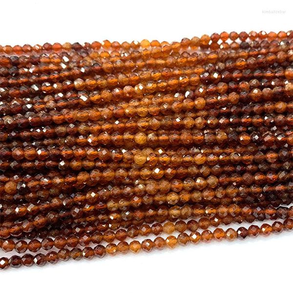 Pietre preziose sciolte Veemake Orange Granato Spessartine Perle tonde sfaccettate per gioielli che fanno pietre preziose naturali Bracciale collana fai da te in cristallo