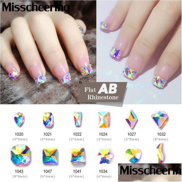 Декорации ногтей, блестящие хрустальные стразы для ногтей AB Colorf 3D Flatback Glass Gems Jewelry Glitter DIY 30 Дизайны Derpe Delive Dhlta
