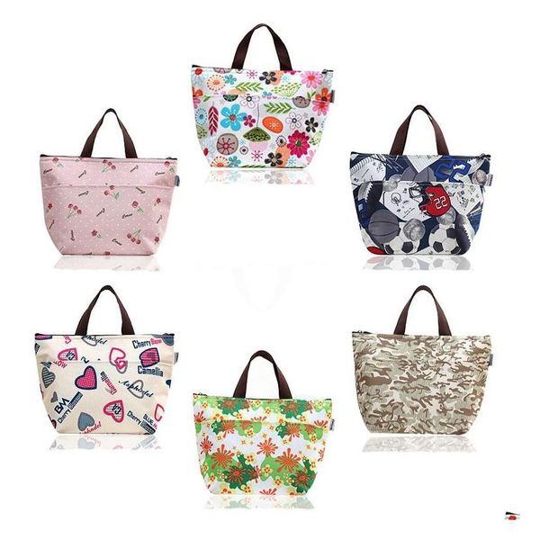 Scatole per il pranzo Borse Fiore Oxford Picnic Borsa termica Neoprene Food Cooler Borse Donna Borsa Messenger T2I002 Drop Delivery Home Garden Dhdgp