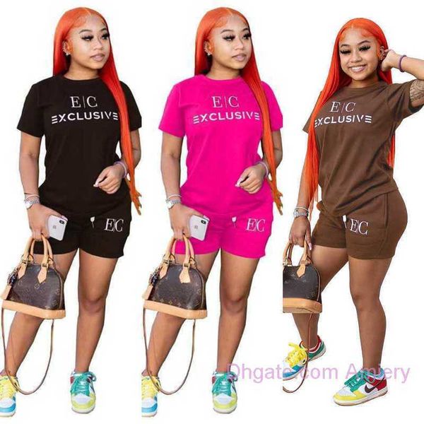 Abbigliamento estivo Tute larghe da donna Designer 2 pezzi Set corto T-shirt a maniche corte stampata a lettera Pantaloncini con coulisse Completi a due pezzi