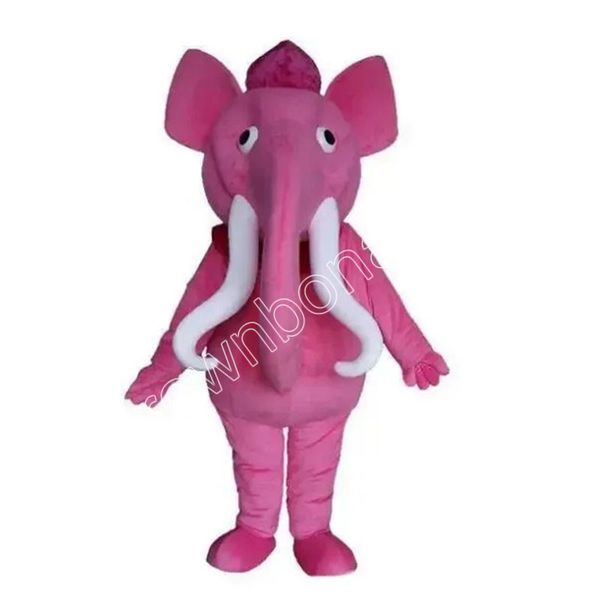 Trajes de mascote de elefante rosa fantasia de desenho animado para adulto animal tema mascote fantasia de carnaval fantasia de halloween