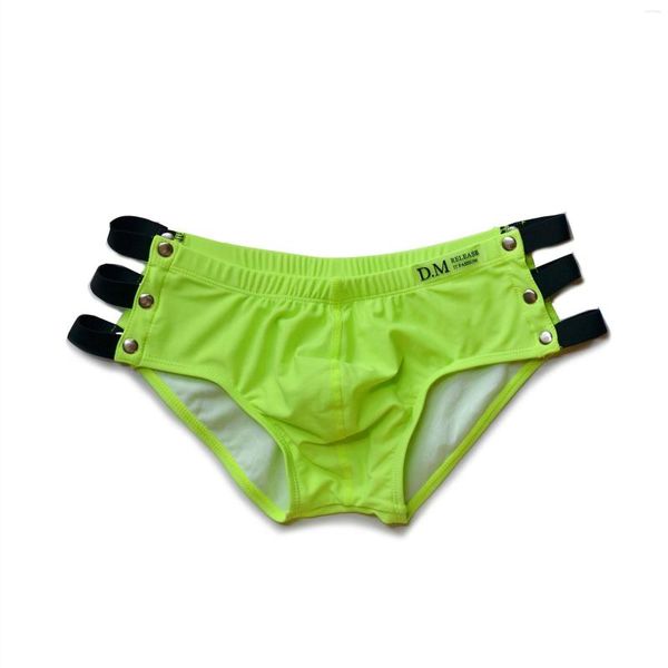 Cuecas masculinas calção de banho oco personalidade moda esportes cintura baixa sexy cor sólida preto e branco cueca boxer