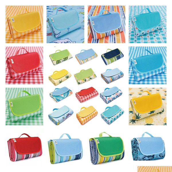 Teppiche 36 Farben 145 x 180 cm Outdoor Sport Picknick Cam Pads Tragbare Faltmatte Strandmatten Oxford Tuch Slee Teppich Casual Cartoon Pri Dhzxd