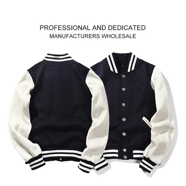 Jaquetas femininas Jaqueta masculina de beisebol fashion Cotton University campus uniforme de beisebol feminino cor sólida personalizada atacado 230707