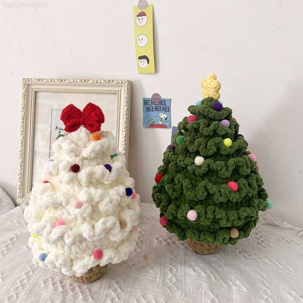 Gefüllte Plüschtiere, handgefertigt, gehäkelt, weißer Weihnachtsbaum, grüner Baum, Schaufensterdekoration, Fotografie-Requisite, handgefertigtes Strickspielzeug, Weihnachtsgeschenke für Kinder, L230707