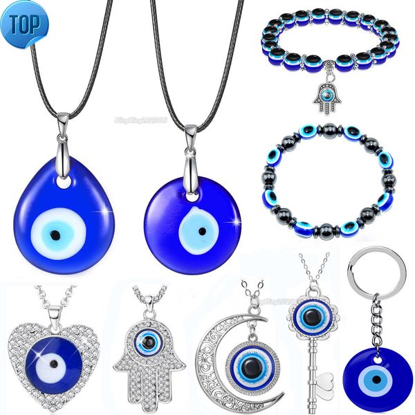 Evil Eye Halskette für Frauen, Schlüsselanhänger, türkisches böses blaues Auge, Perlenarmband, handgefertigte Brillenanhänger, Armbänder, griechisches Mati Hamsa, Nazar, Männer, böse