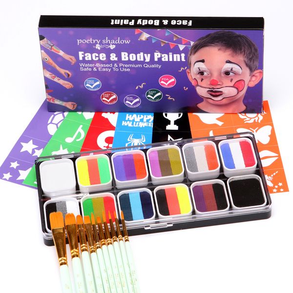 Körperbemalung Gesichtsbemalung Kinder Flash Tattoo Halloween Party Make-up Kleid Beauty-Farbpalette 230706