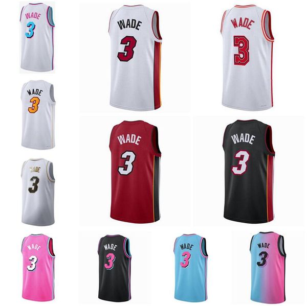 Сшитый Dwyane Wade #3 баскетбольный джерси S-6xl Blue White Red Black Men Women Youth S-6xl City Jerseys