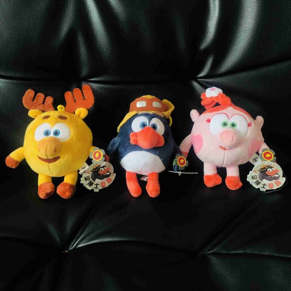 Animais de pelúcia de pelúcia 3 pçs/conjunto original 15-20 cm bola feliz pincode smesharik krosh coelho rosa porco pino otto pinguim dokko pelúcia bonecos de pelúcia brinquedos l230707