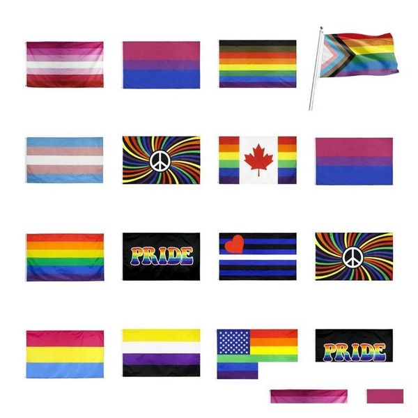 Bannerflaggen Regenbogenflagge 90 x 150 cm American Gay Pride Polyester für Dekoration T2I51373 Drop Lieferung Hausgarten Festliche Party Suppl Dhgdx