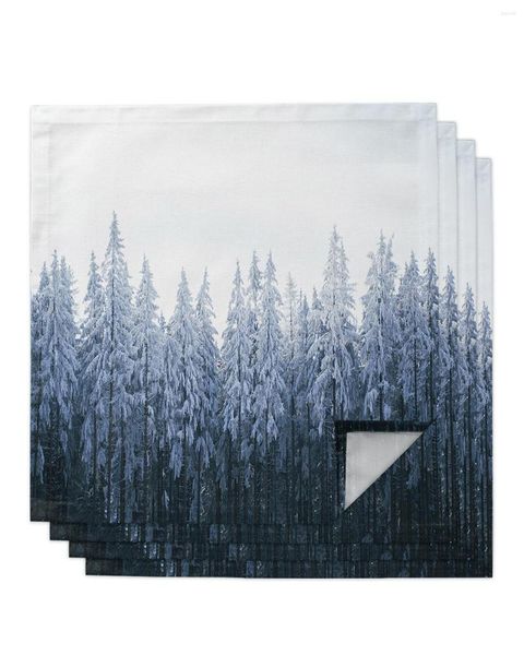 Guardanapo de mesa Flocos de neve da floresta de pinheiros para festa de casamento jogo americano impresso toalhas de chá cozinha jantar