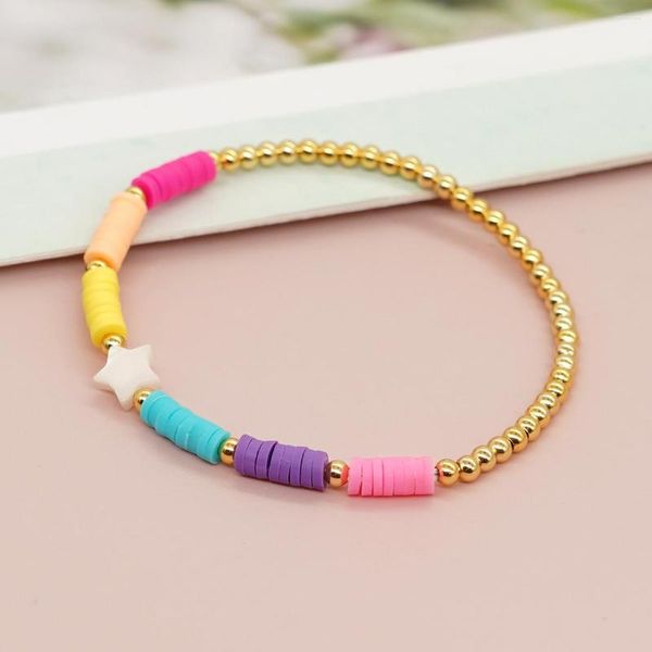 Strand Summer Jewelry Bracciale Miyuki in argilla colorata Star Shell Braccialetti con ciondoli con perline placcati in oro per le donne Teen Girl fatti a mano