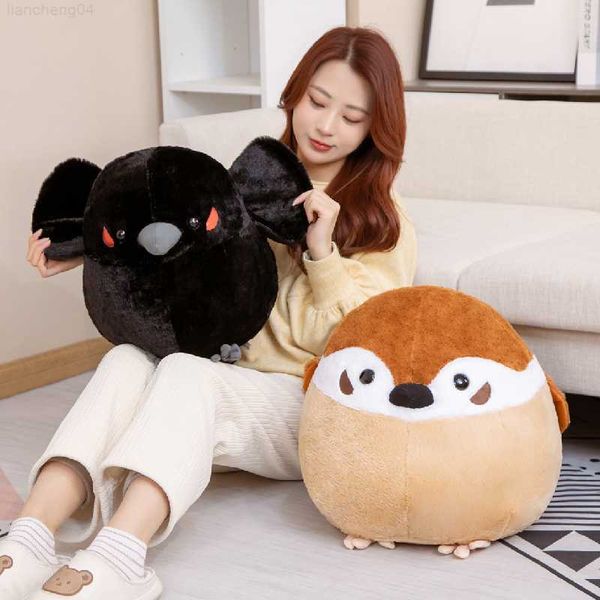 Doldurulmuş Peluş Hayvanlar 35/40cm Sevimli Serçe Crow Peluş Oyuncak Duran Doldurulmuş Kuş Hayvan Bebek Yumuşak Şekleli Yaşamlı Çocuk Oyuncakları L230707