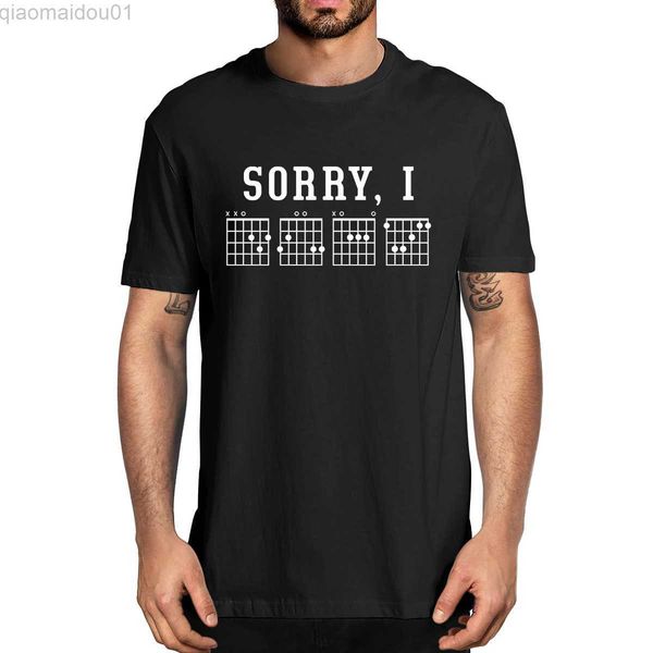 Herren-T-Shirts, 100 % Baumwolle, lustig, Sorry I-DGAF, versteckte Nachricht, Gitarrenakkorde, Vintage, Sommer, Herren-Neuheits-T-Shirt, Damen, lässig, Streetwear, T-Shirt L230707