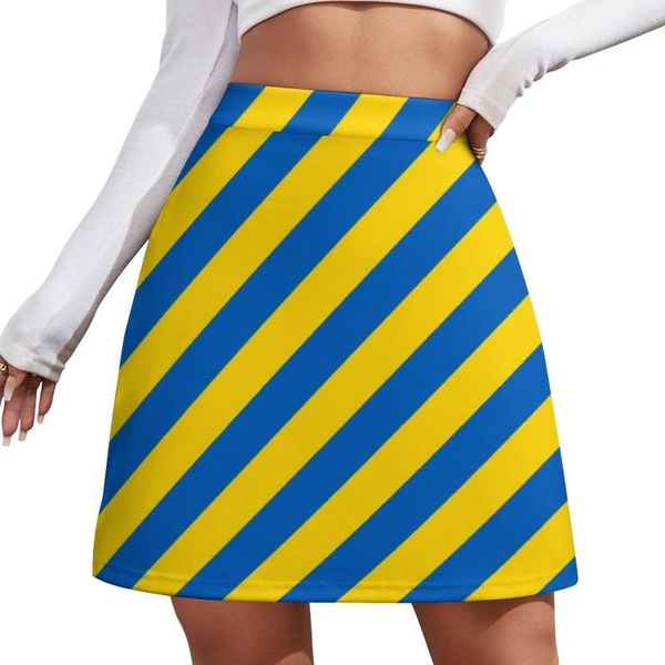 Юбки Диагональная полосатая юбка Женская национальная флаг модный мини-мини-летняя улица носить высокий таист.