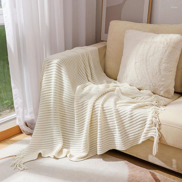 Battaniye kanepe battaniye nordic tarzı el yatak havlu bezelye fasulyesi püskül şaw ev dekor tekstil po zemin oda dekorasyon