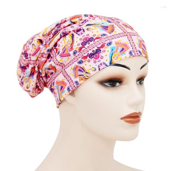 Roupas étnicas Chegada Turbante Muçulmano Quimioterapia O Touca de Cabeça Moda Islâmica Algodão Estampa Floral Hijabs Interno Bandagem Touca Para Mulheres