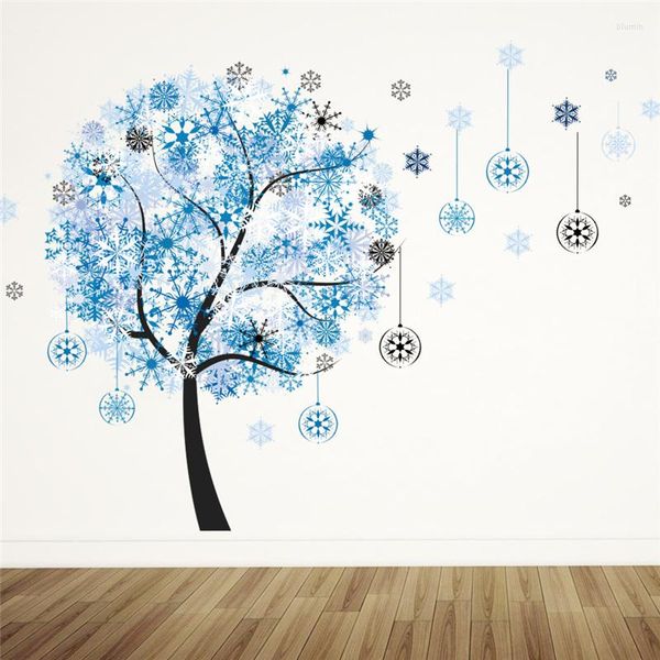 Adesivi murali Fiocchi di neve romantici Arte dell'albero per la camera delle ragazze Camera da letto Decorazione domestica Pianta fai da te Decalcomania murale Poster in pvc pastorale