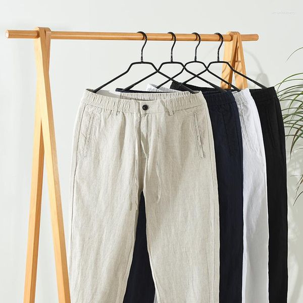 Männer Hosen Stilvolle Reine Leinen Italien Qualität Marke Für Männer Mode Lässig Elastische Taille Lose Hosen 4 Farbe Solide pantalon Homme