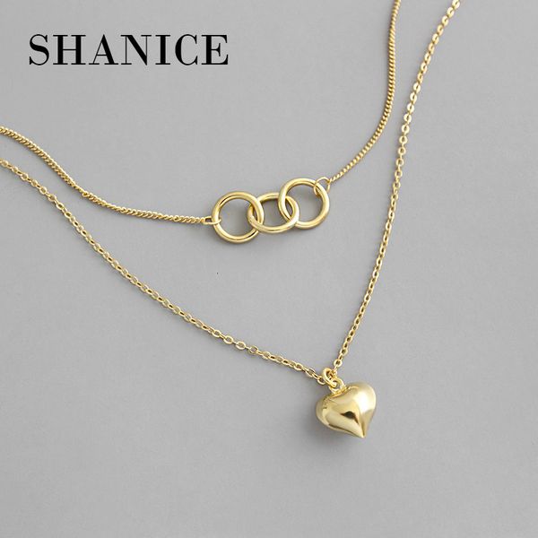 Anhänger Halsketten Shanice 100% 925 Sterling Silber Anhänger Halskette Geometrische Kreis Liebe Doppelschicht Weibliche Paar Schmuck Geschenk 230706