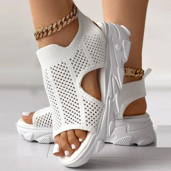 Сандалии 2023 Summer Comfy Walk Casual for Women Leisure Elastic Platform Shoes Black White