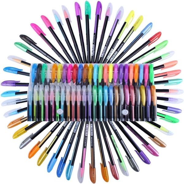 Jel Pens 48 Jel Renkli Kalemler Jel Mürekkep Geri Ploter Kalem Akıllı Renk Sanat Markners Çocuk boyama kitapları için ince uç kit 230707