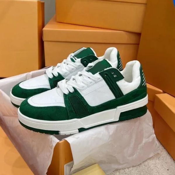 Virgil Designer Trainer Scarpe casual Sneaker in pelle di vitello tela Denim Abloh Bianco Verde Rosso Blu Lettera sovrapposte Piattaforma Scarpe basse da donna basse da uomo TA0454