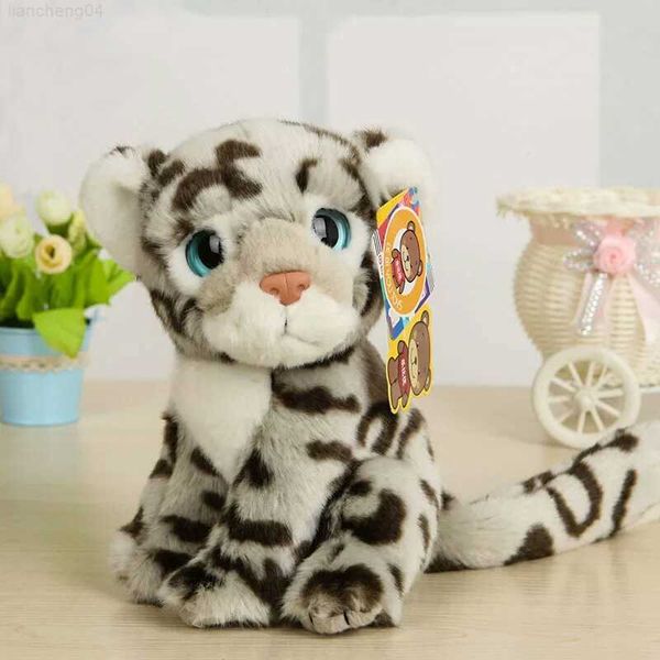 Animais de pelúcia de pelúcia 18 cm realistas de leopardo da neve brinquedos de pelúcia de olhos grandes leopardo de pelúcia simulação de animais selvagens fofos brinquedos de pelúcia presentes para crianças L230707