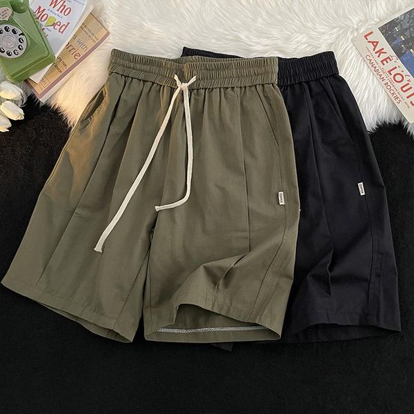 Shorts Masculino Verão Fino Casual Moda Estudante Solto Esportes Fitness Secagem Rápida Gelo Seda Calças Cinco Pontos Roupas Masculinas