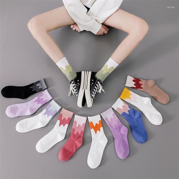 Frauen Socken Street Style Damen Skateboard Baumwolle einfach und modisch bunt Spleißen gemustert weibliche Damen Hip Hop