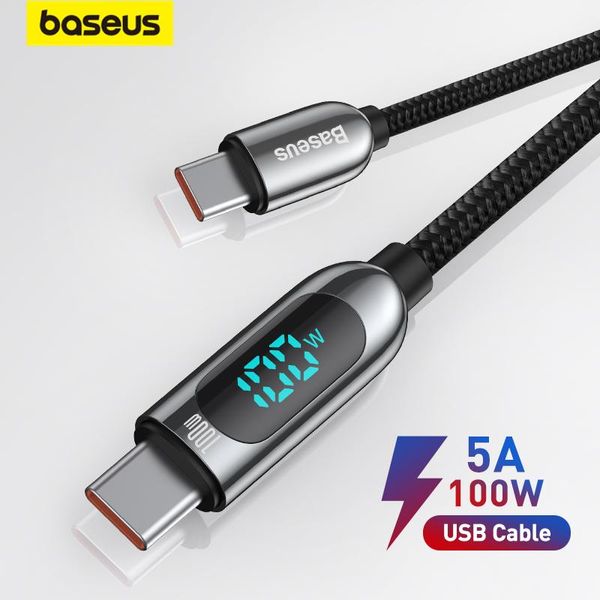 Cortinas Baseus PD 100W/66W Cabo USB C para Livro 2021 Cabo de carregamento rápido Tipo C Para Xiaomi Samsung Data Wire Phone Cabo de carregamento