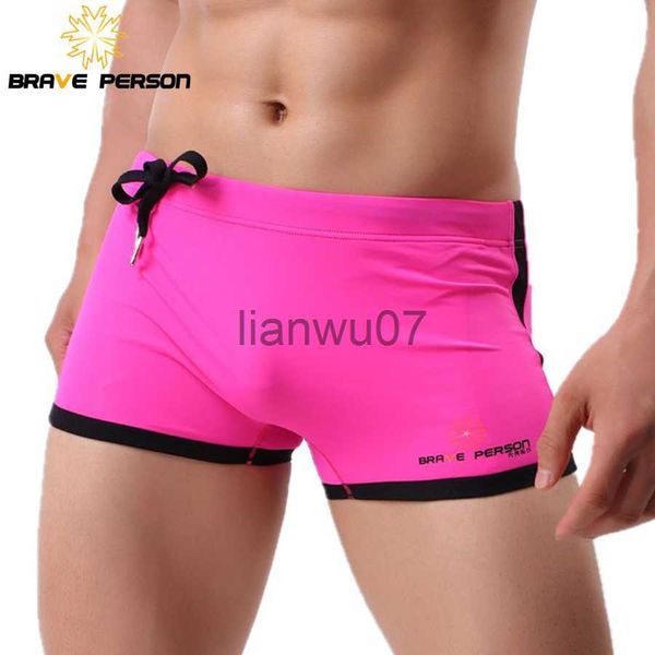 Roupa de banho masculina BRAVE PERSON Marca Shorts masculinos de praia Calções de banho masculinos de náilon macios sexy masculinos shorts de praia B1010 J230707