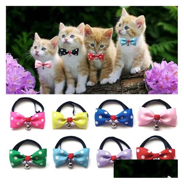 Abbigliamento per cani Nuovo 100 pezzi / bottino Carino adorabile animale domestico Papillon Cravatta con fiocco Colletto ha la campana Abbigliamento Cucciolo di gatto Ic758 Drop Delivery Home Dhrau